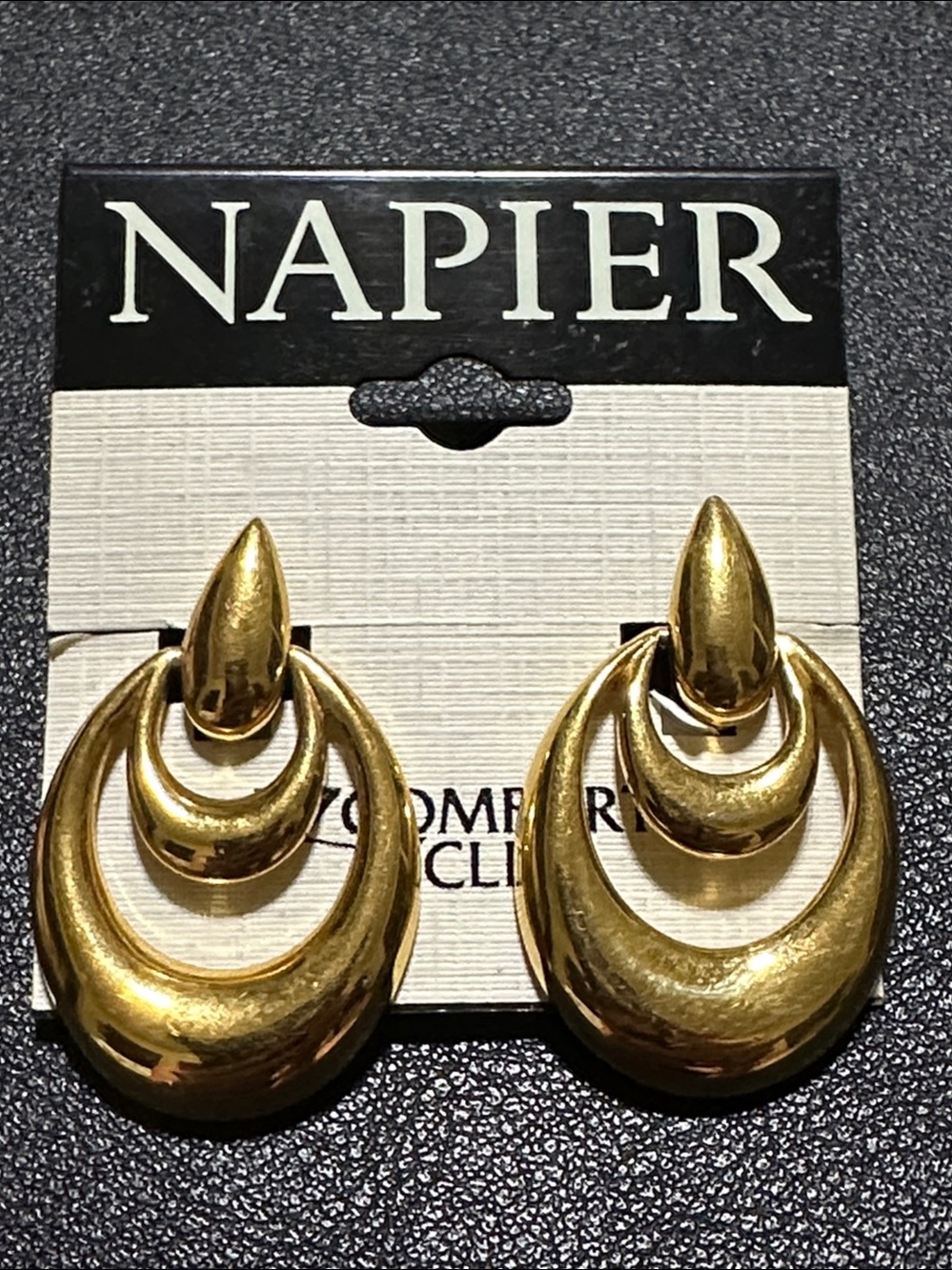 Napier Gold Tone Screw Clip Back Dangle Earrings